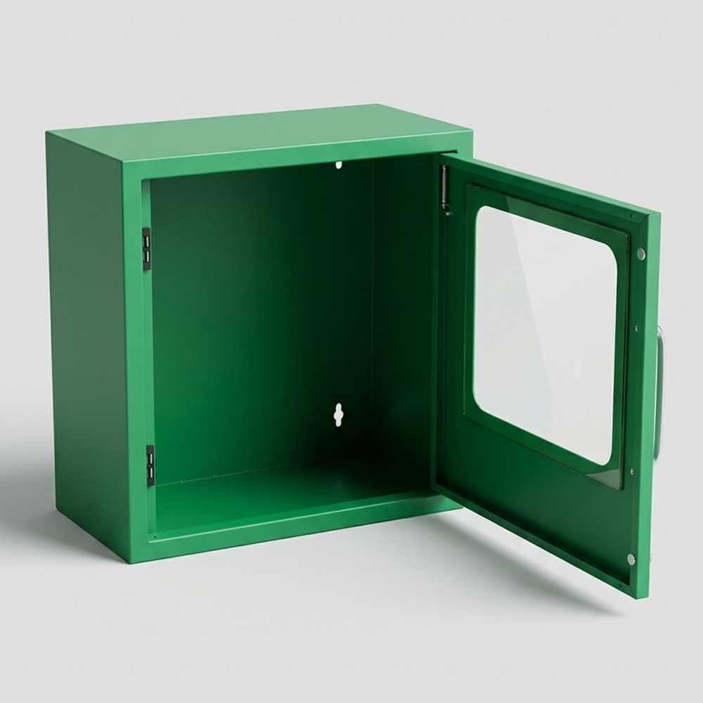Настенный стальной шкаф для хранения вещей со стеклянной дверью – магнитное закрытие, 380×210×382 мм