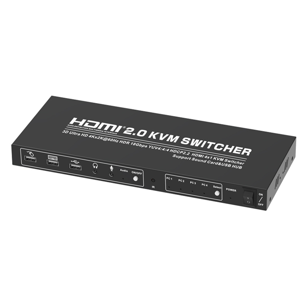 Новый KVM-переключатель 4x1, 4 порта HDMI, 3840x2160, 30 Гц