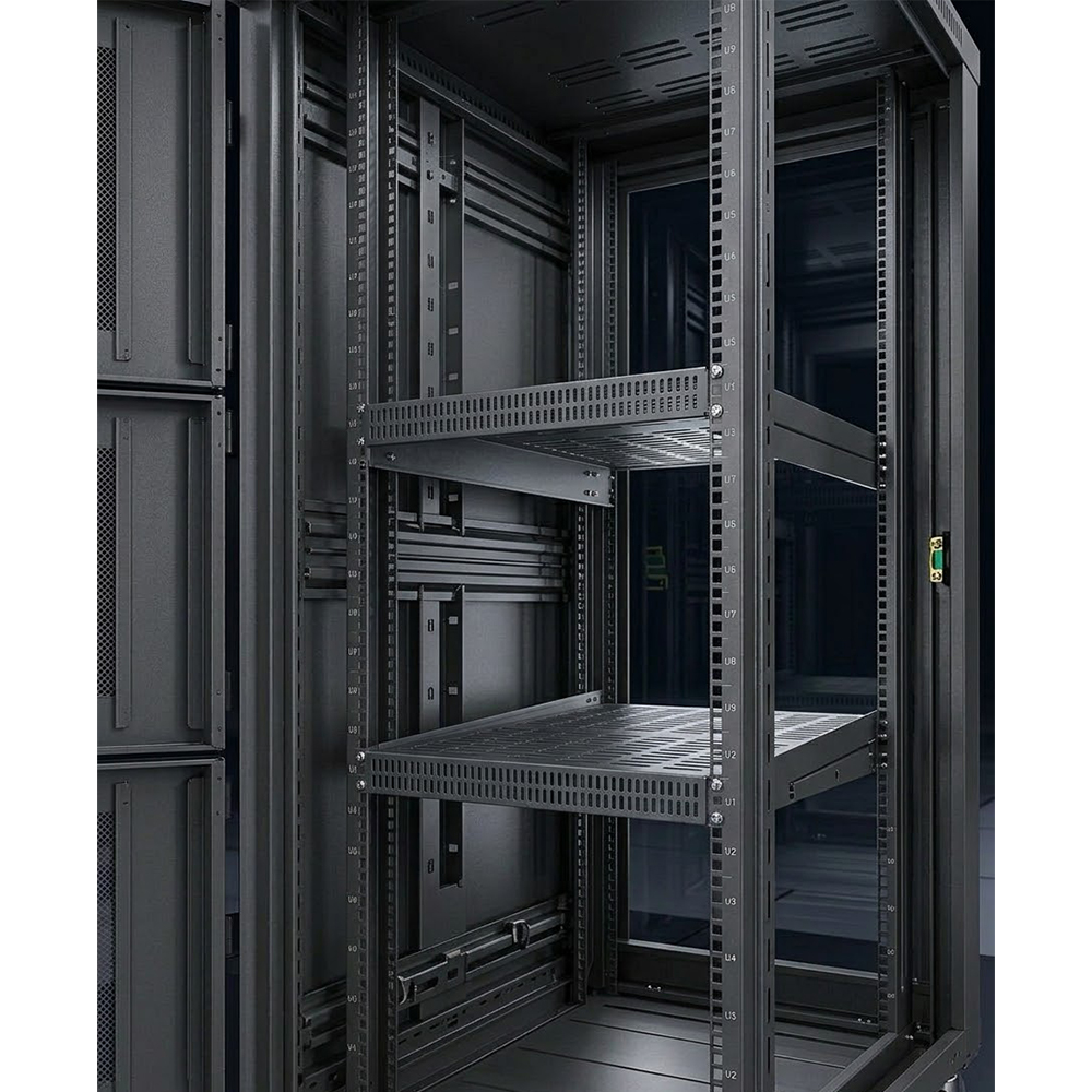 Серверный шкаф высотой 42U с 3 отсеками 800x1000 | 9-кратный профильный сетевой шкаф для тяжелых условий эксплуатации с сетчатыми дверцами ARC 